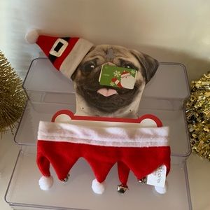 Santa pet costume bandana and hat, small/medium 19” long